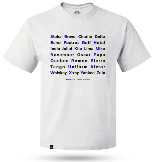 CAMISETA AERO - ALFABETO FONÉTICO