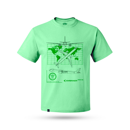 CAMISETA AERO - COLEÇÃO ESPECIAL AVIAÇÃO COMERCIAL -EMBRAER E-195 E2
